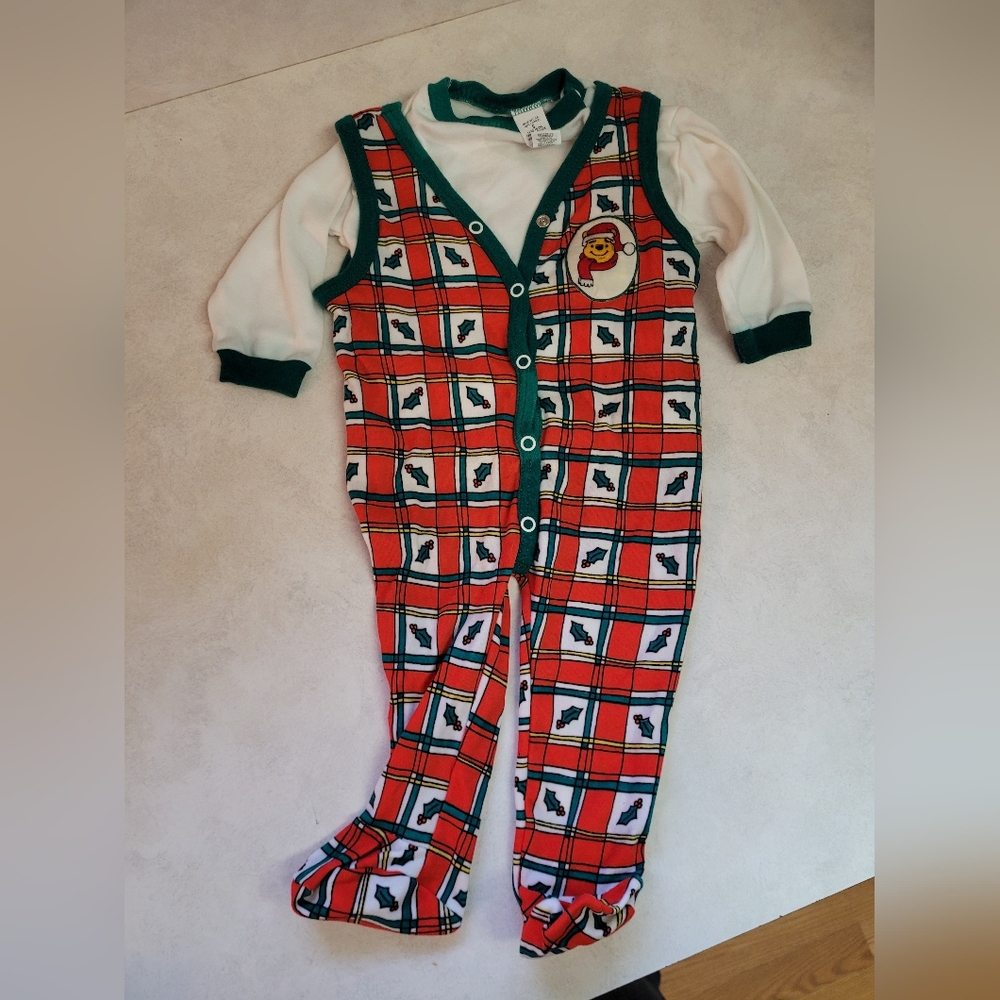Christmas Vintage Winnie The Pooh Baby Outfit